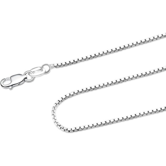 925 Sterling Silver 0.8mm BOX Chain Necklace Italy Thin Strong Lobster Claw 18in - Picture 1 of 7